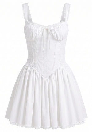 Lace Insert A Line Corset Dress White