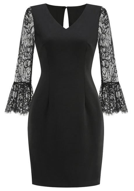 Lace Long Sleeve Dress Black