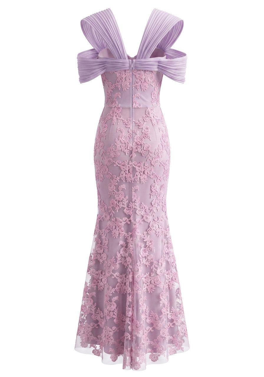 Lace Maxi Dress Pink Lavender