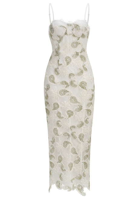Floral Lace Maxi Dress White