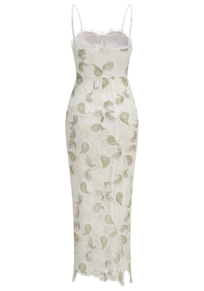 Floral Lace Maxi Dress White
