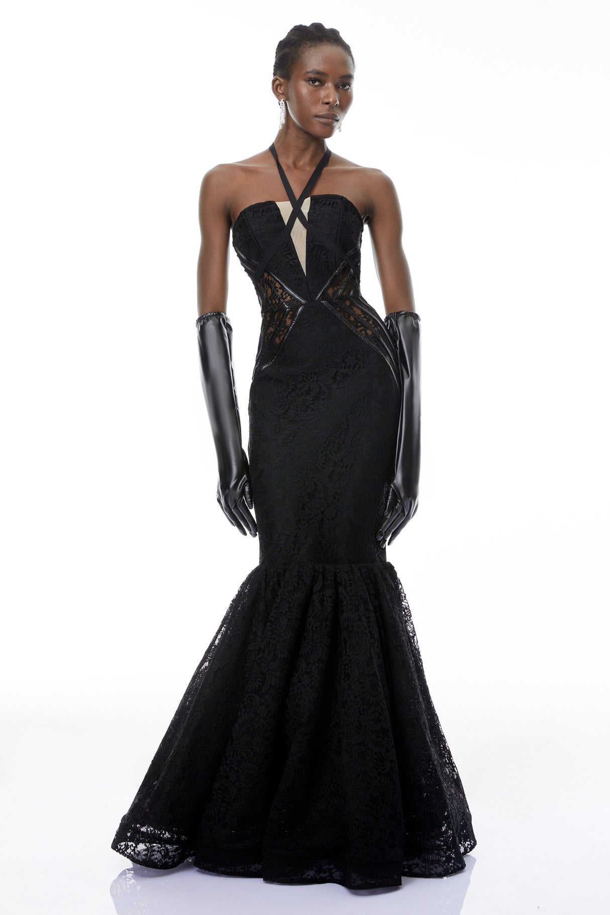 Aurohaya Letiția Black Halterneck Mermaid Maxi Dress