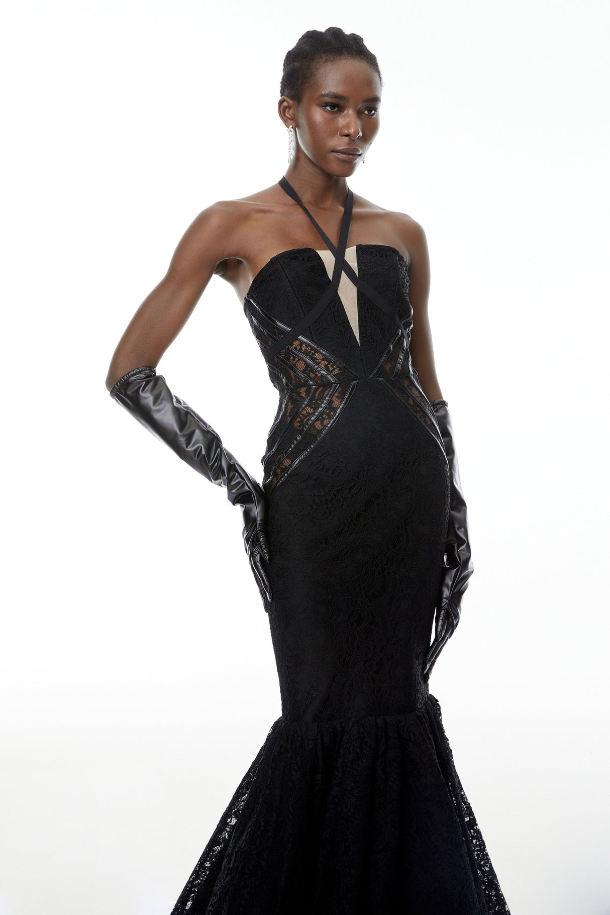 Aurohaya Letiția Black Halterneck Mermaid Maxi Dress