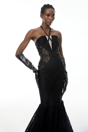 Aurohaya Letiția Black Halterneck Mermaid Maxi Dress