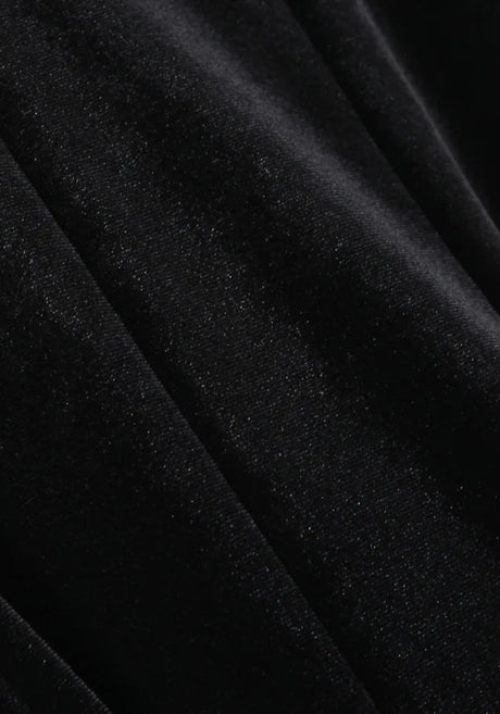 Long Sleeve A Line Velvet Dress Black