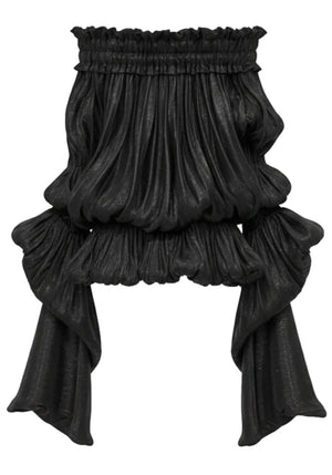 Long Sleeve Bardot Bubble Dress Black
