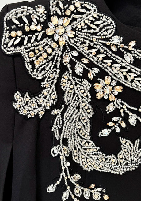 Long Sleeve Crystal Floral Maxi Dress Black
