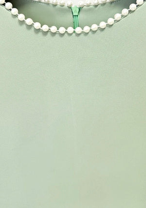 Long Sleeve Pearl Embellished Maxi Dress Green