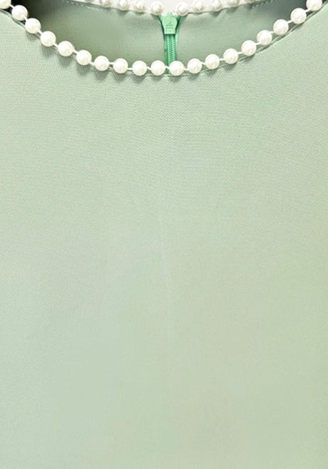 Long Sleeve Pearl Embellished Maxi Dress Green