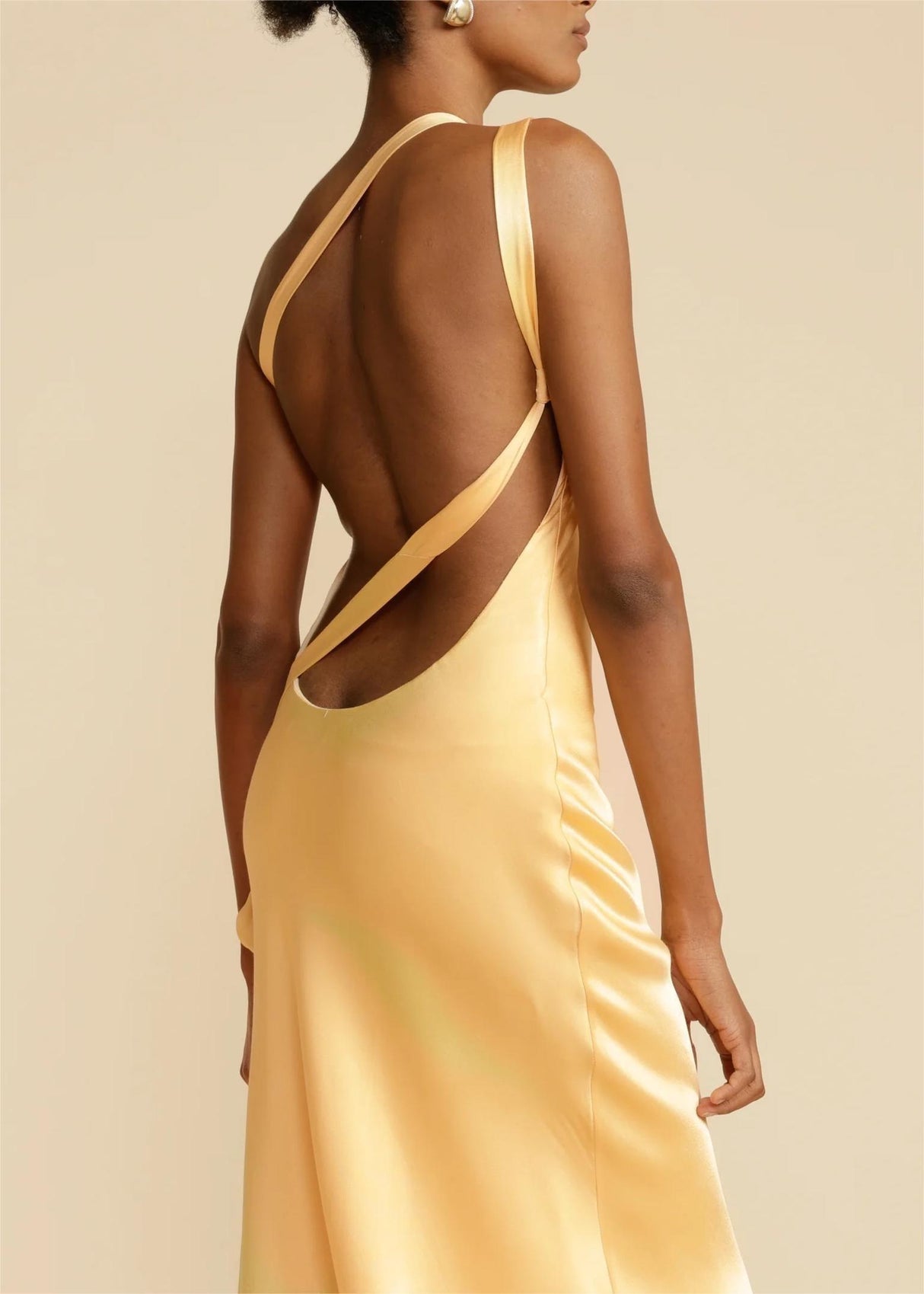 Aurohaya Moonlit Soiree Satin Asymmetrical One Shouder Backless Strap Maxi Dress