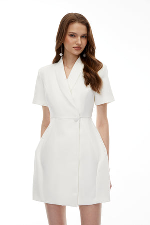 Aurohaya Maayan White Asymmetrical Mini Dress