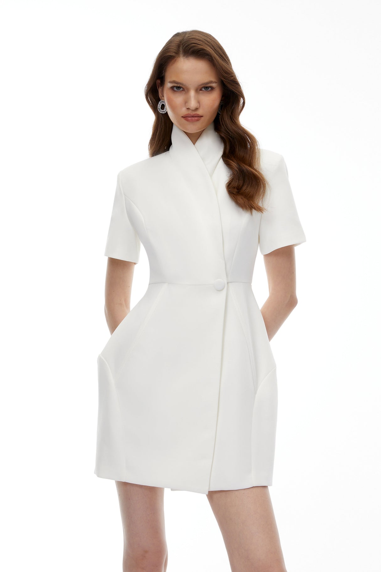 Aurohaya Maayan White Asymmetrical Mini Dress