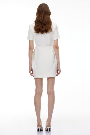 Aurohaya Maayan White Asymmetrical Mini Dress