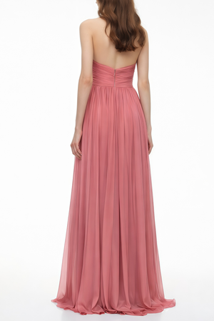 Aurohaya Macioci Pink Halterneck Ruched Maxi Dress with Criss Cross Front