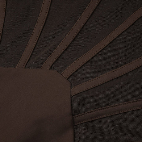 Maelyse Sheer Mesh Corset Midi Dress / Brown