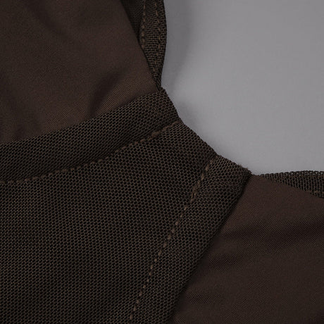 Maelyse Sheer Mesh Corset Midi Dress / Brown