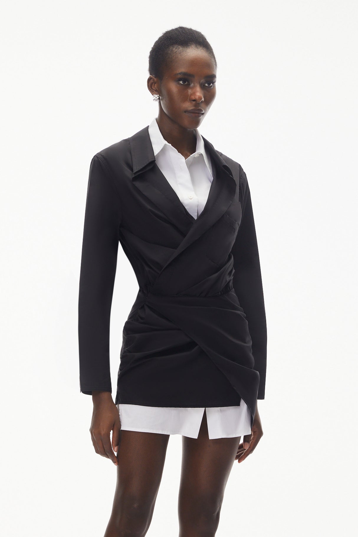 Aurohaya Mahtab Black Color Block Shirt Dress