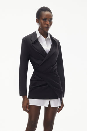 Aurohaya Mahtab Black Color Block Shirt Dress