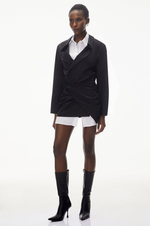 Aurohaya Mahtab Black Color Block Shirt Dress