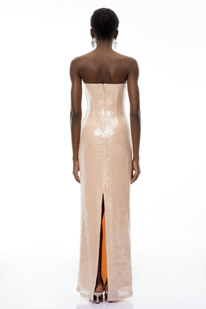 Aurohaya Maitena Champagne Shell Bustier Mermaid Maxi Dress