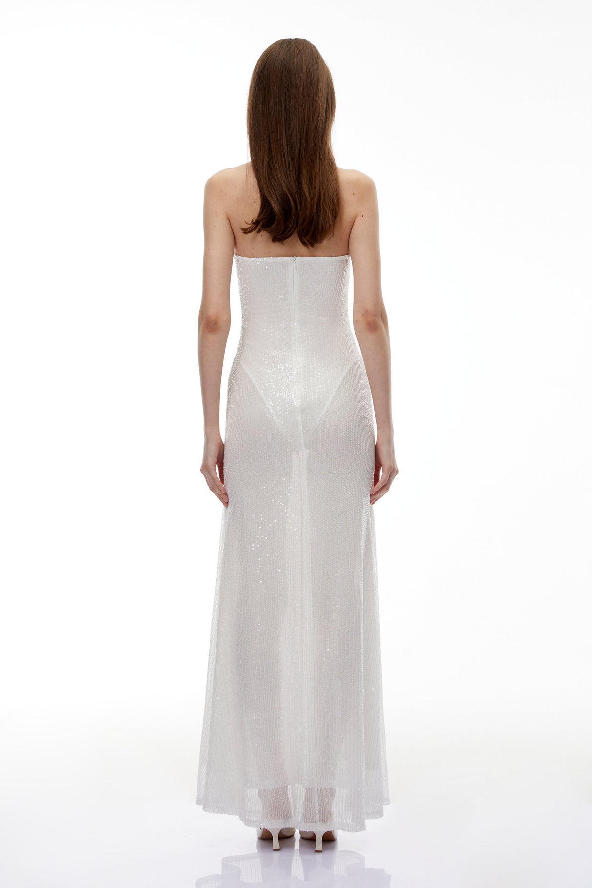 Aurohaya Marwen White Off Shoulder Sequin Maxi Dress