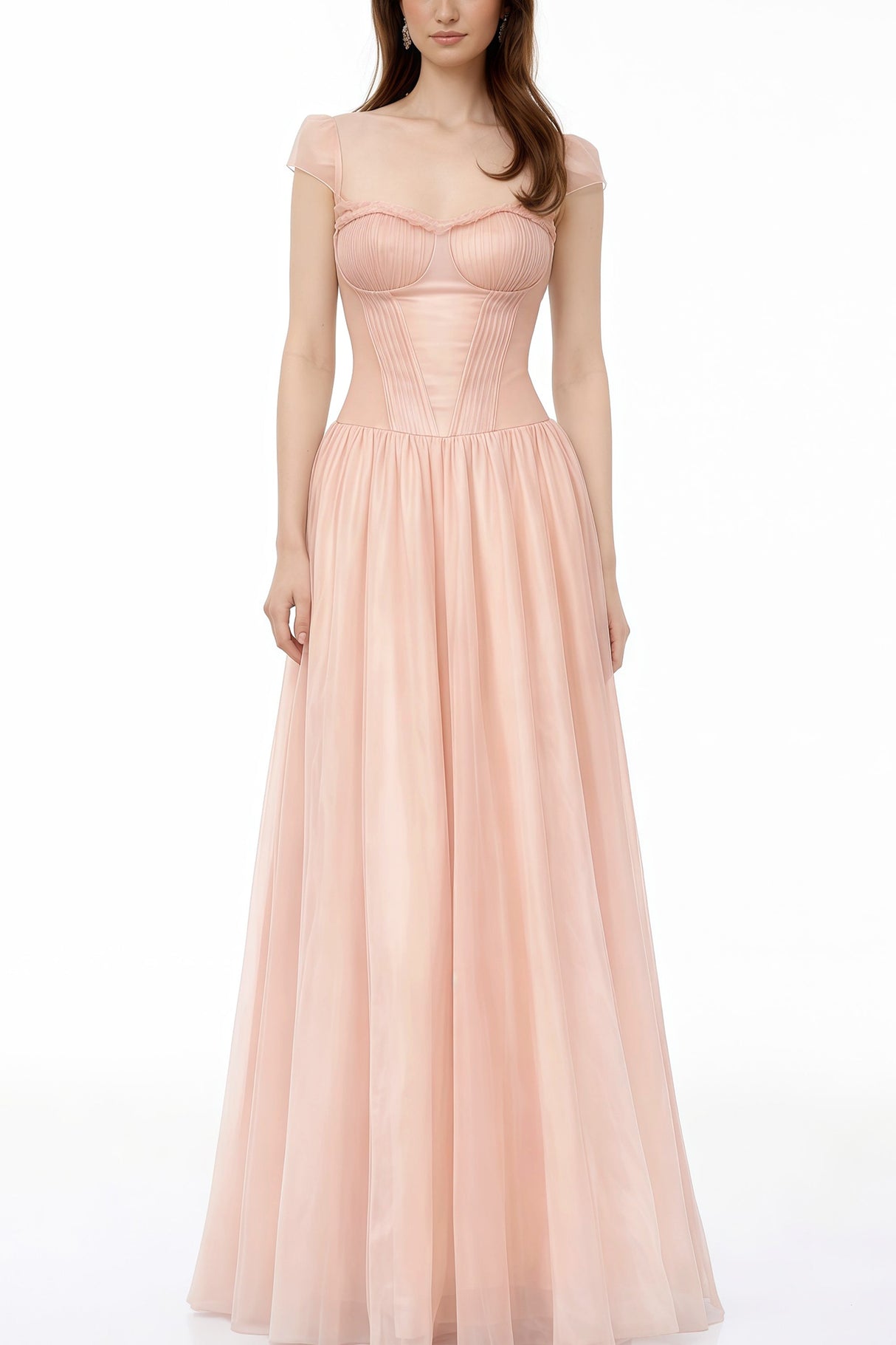 Aurohaya Millie Pink Ruffled Mesh Fairycore Maxi Dress