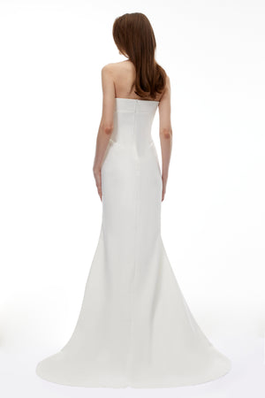 Aurohaya Mirewen White Off Shoulder Corset Maxi Dress