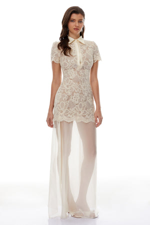 Aurohaya Miriam Neutrals Floral Embroidered Maxi Dress