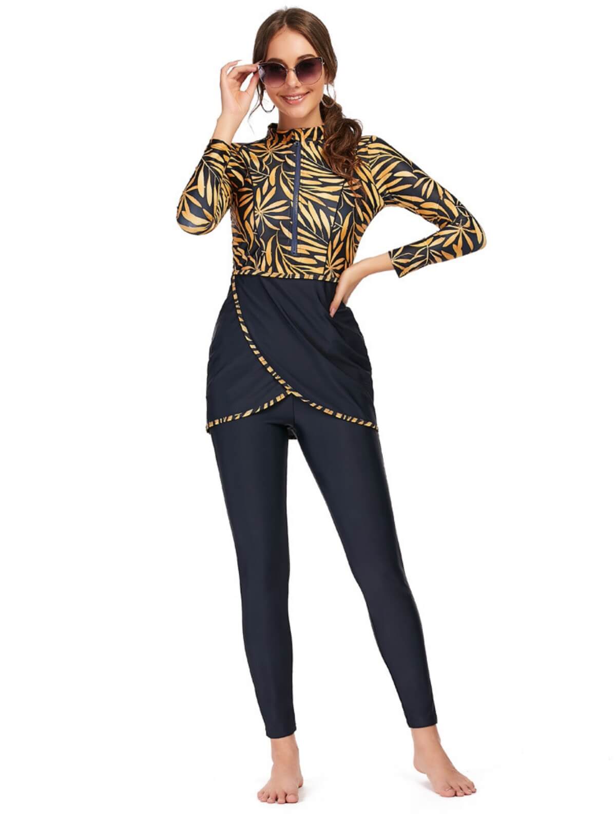 Printed Modest Burkini Swimwear 3-Piece Set – Oceana