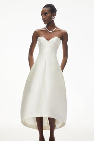 Aurohaya Nimue Ivory Sweetheart Midi Dress