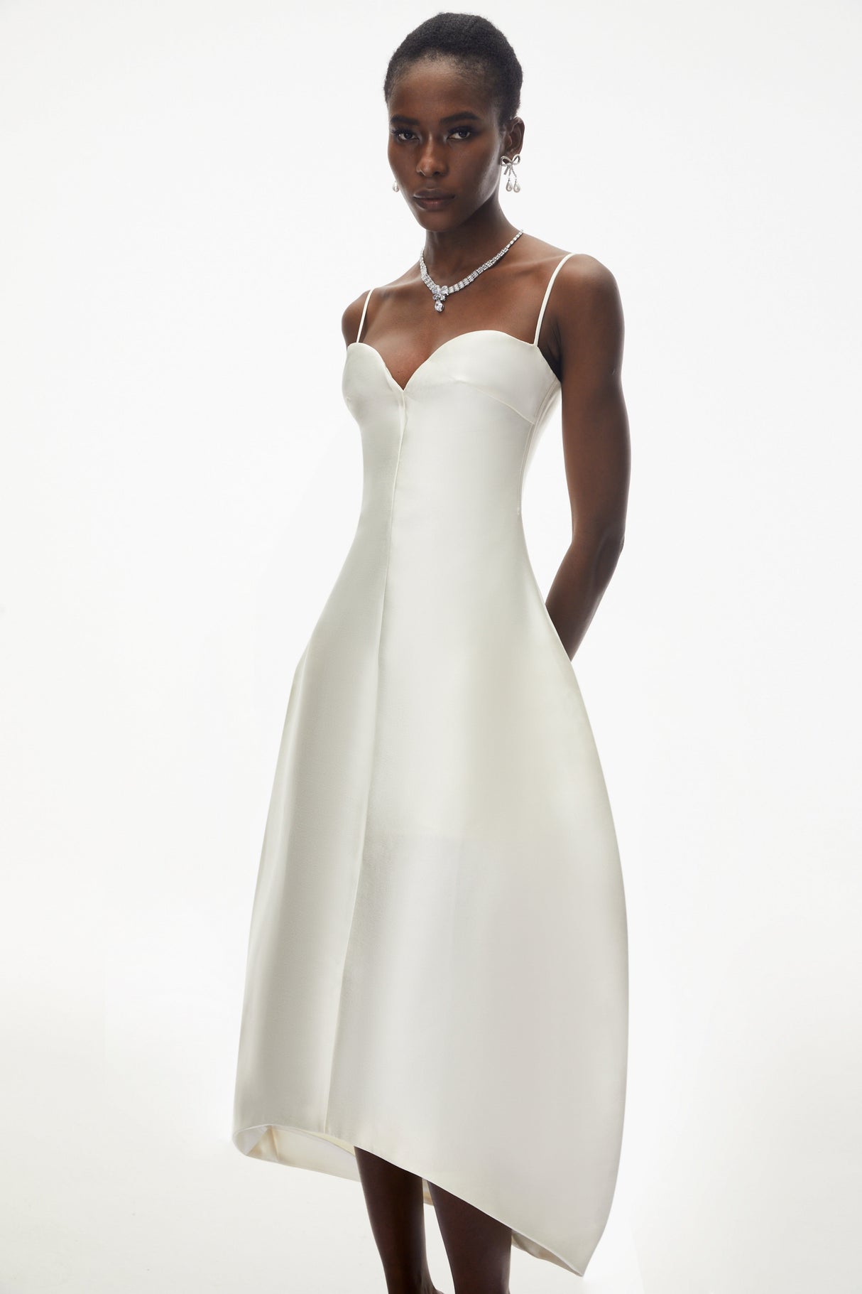 Aurohaya Nimue Ivory Sweetheart Midi Dress