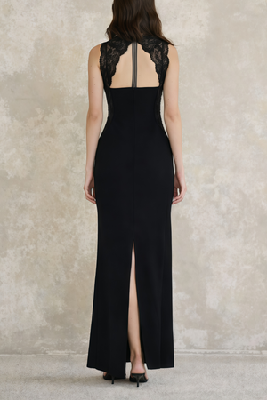 Aurohaya Nina Black Lace Maxi Dress with Cut-Outs