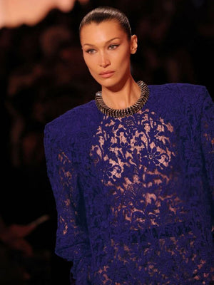 Aurohaya Émilia Lace Long Sleeve Midi Dress