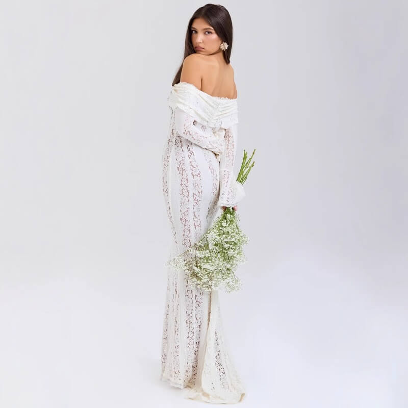 Aurohaya Capucine Off Shoulder Lace Maxi Dress