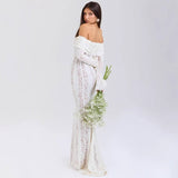 Capucine Off Shoulder Lace Maxi Dress