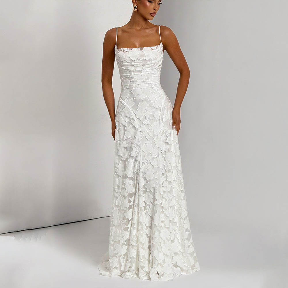 Aurohaya Victoire Lace Maxi Dress White