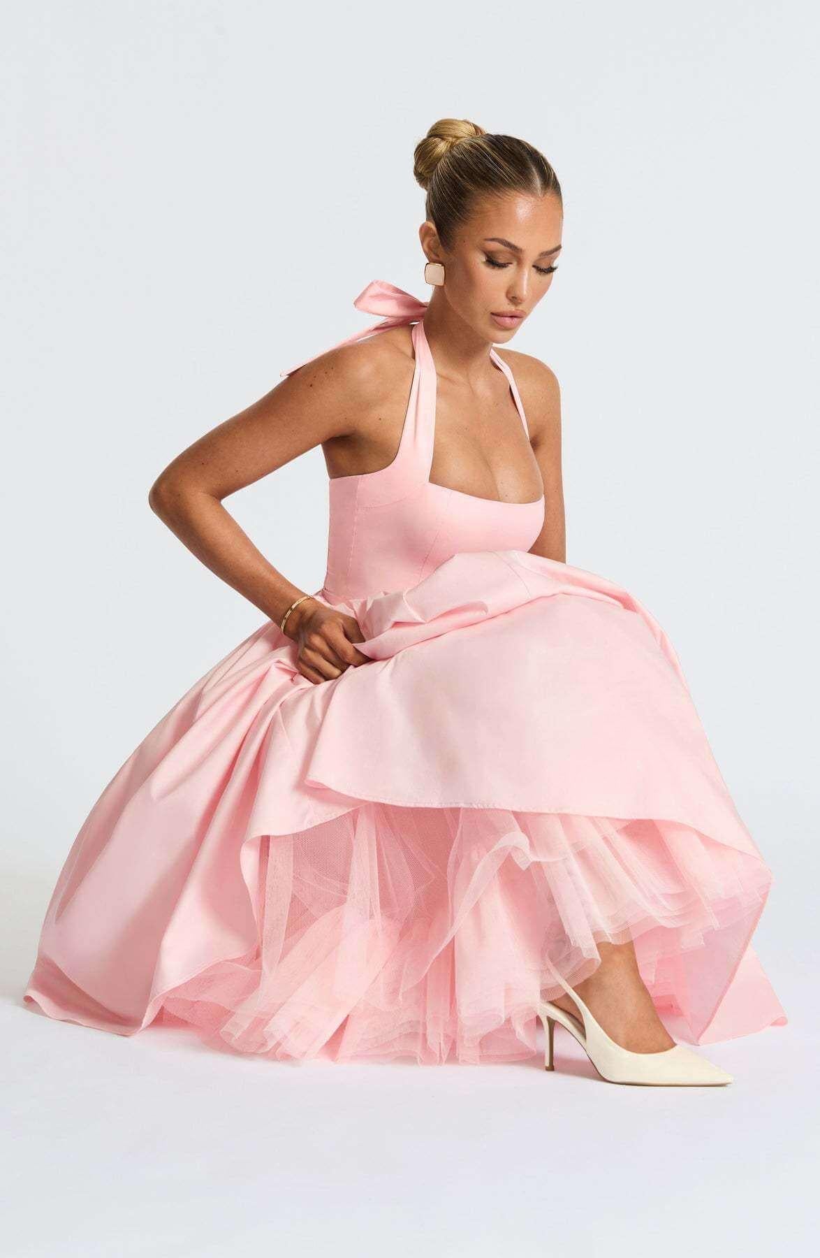 Aurohaya Margaux Halter Neck Midi Dress