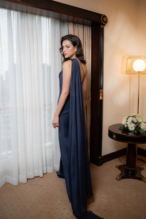 Aurohaya Adeline One-Shoulder Satin Maxi Dress