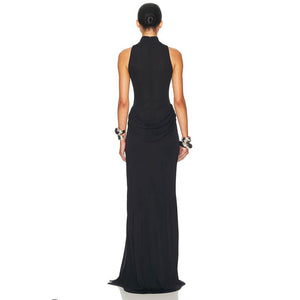 Aurohaya Selyra High-Neck Ruched Maxi Dress