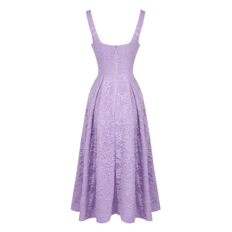 Subtilité Square Neck Lace Midi Dress