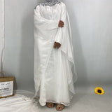 Shiny Satin Batwing Sleeve Shawl Abaya