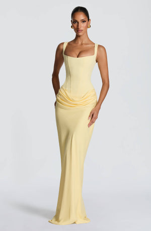 Aurohaya Hortense Sleeveless Square Neck Maxi Dress Yellow
