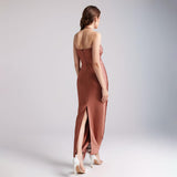 Jade Ruched Halter Neck Maxi Dress