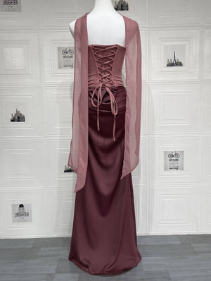 Aurohaya Coline Elegant Strapless Satin Maxi Dress