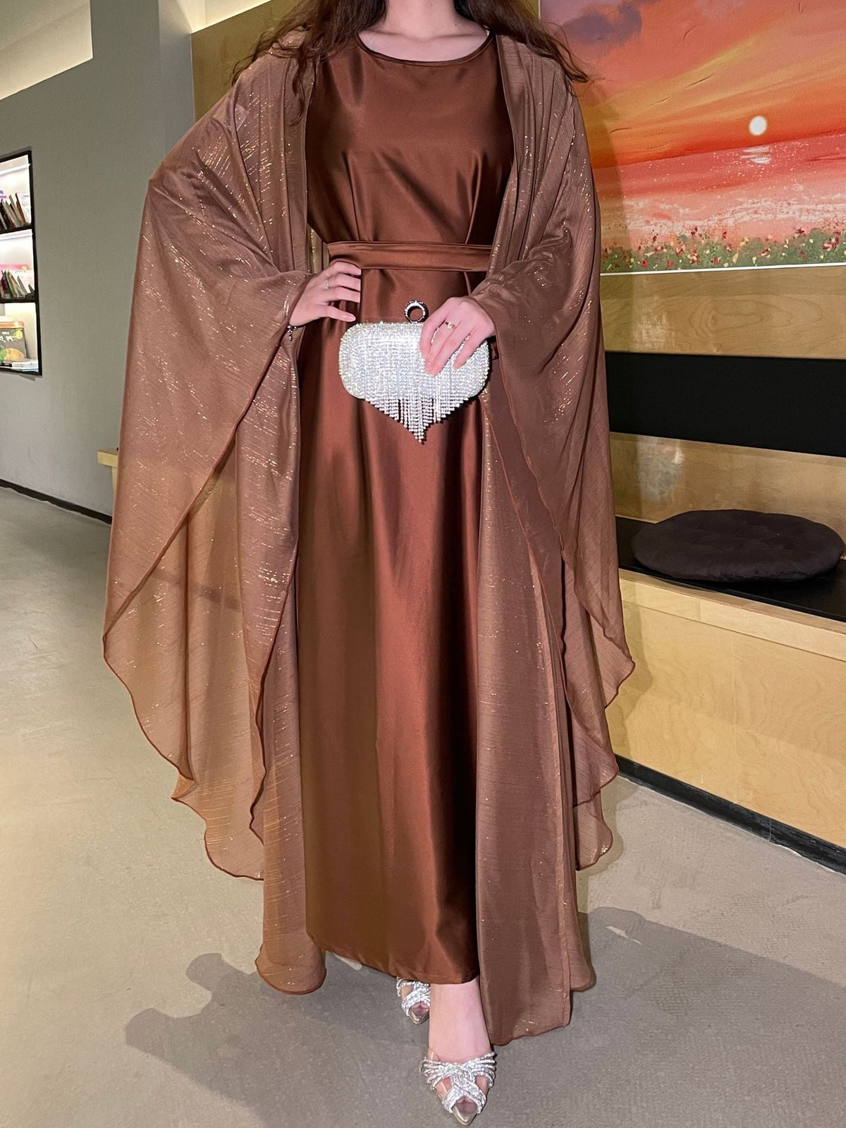 Interwoven Lines Abaya&Dress Set