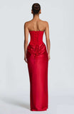 Aurohaya Coline Elegant Strapless Satin Maxi Dress