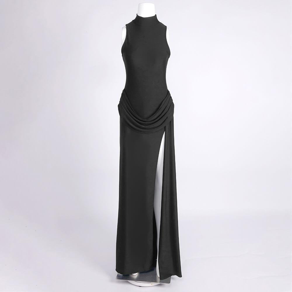 Aurohaya Selyra High-Neck Ruched Maxi Dress