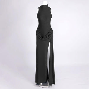 Aurohaya Selyra High-Neck Ruched Maxi Dress