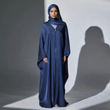 Solid Color Island Crepe Abaya with Hijab