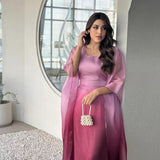 Fashion Gradient Satin Abaya